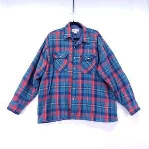 Vintage Wilderness Sweater Men's Size XL Flannel Button Up Plaid Quilted Outdoor